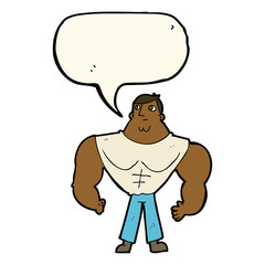 cartoon body builder with speech bubble