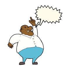 cartoon big fat boss with speech bubble