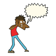 cartoon man panicking with speech bubble