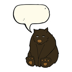 cartoon unhappy black bear with speech bubble
