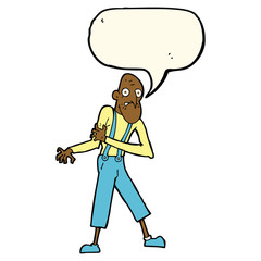 cartoon old man having heart attack with speech bubble