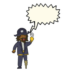 cartoon pirate captain with speech bubble