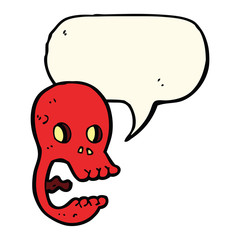 funny cartoon skull with speech bubble