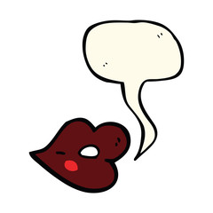 cartoon glossy lips with speech bubble