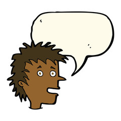 cartoon excited boy with speech bubble