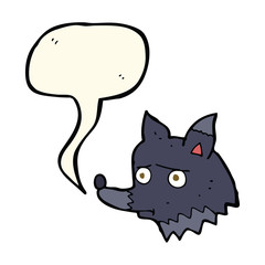 cartoon unhappy dog with speech bubble