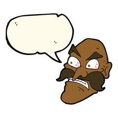 cartoon angry old man with speech bubble