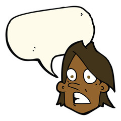 cartoon frightened face with speech bubble