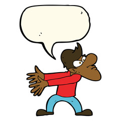 cartoon annoyed man gesturing with speech bubble