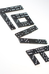 Word love made of wooden dominoes
