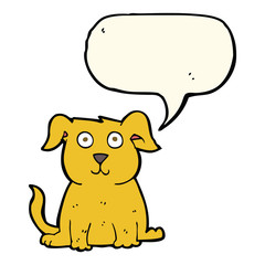 cartoon happy dog with speech bubble