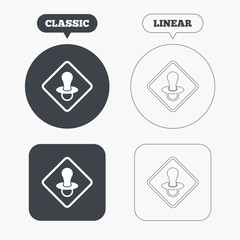 Baby on board sign icon. Infant caution symbol.