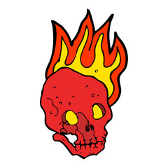 cartoon flaming skull