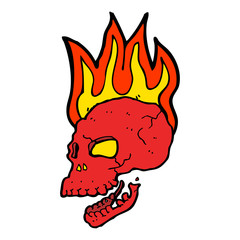 cartoon flaming skull