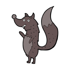 cartoon waving wolf