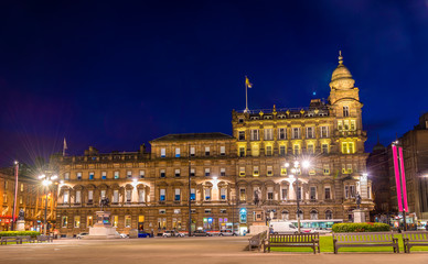 Fototapeta na wymiar View of George Square in Glasgow at night - Scotland