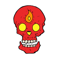 cartoon mystic skull