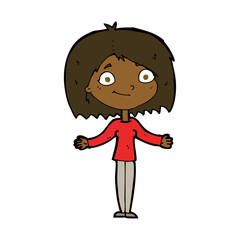 cartoon woman shrugging shoulders