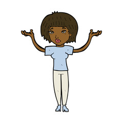 cartoon woman shrugging shoulders