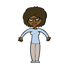 cartoon woman shrugging shoulders