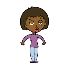 cartoon woman shrugging shoulders