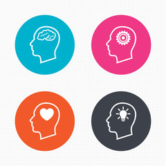 Head with brain icon. Male human symbols.