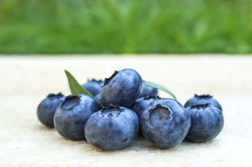 Blueberries on a wooden table.