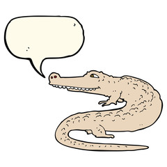 cartoon alligator with speech bubble