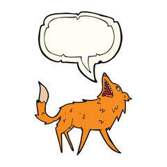 cartoon snapping fox with speech bubble