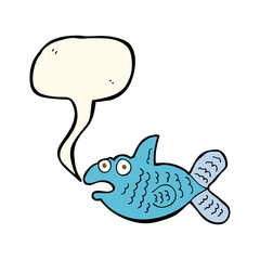 cartoon fish with speech bubble