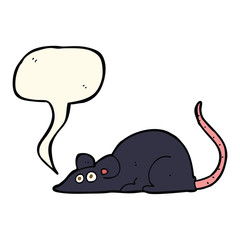 cartoon black rat with speech bubble