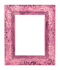 antique pink frame isolated on white background, clipping path