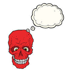 cartoon spooky skull with speech bubble