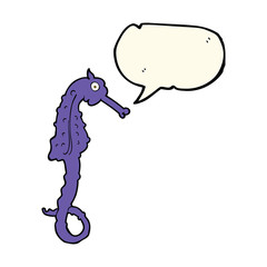 cartoon sea horse with speech bubble