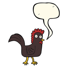 cartoon chicken with speech bubble