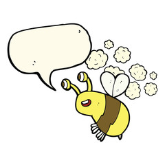 cartoon happy bee with speech bubble