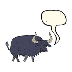 cartoon annoyed hairy ox with speech bubble