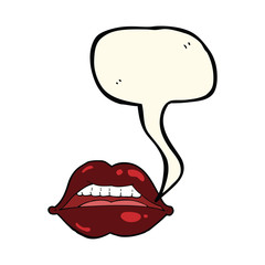 cartoon sexy halloween lips symbol with speech bubble