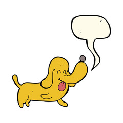 cartoon happy dog with speech bubble
