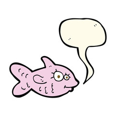 cartoon happy fish with speech bubble