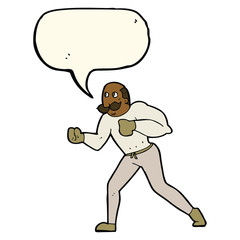 cartoon retro boxer man with speech bubble