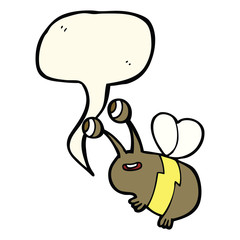 cartoon happy bee with speech bubble