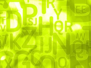 abstract green background with random letters
