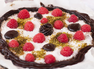 sweet vegan raw with red berries and cream