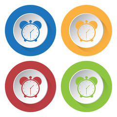 set of four icons with alarm clock