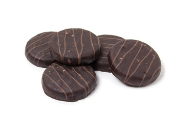 Cookies in chocolate glaze. Isolated on white background