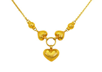 Fototapeta na wymiar Gold chain necklace isolated on white, closeup