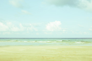 View of the sea in grunge and retro vintage style.