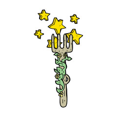 cartoon ornate wooden fork