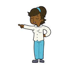 cartoon friendly woman pointing